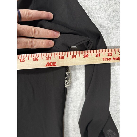 NWT Signature Studio Womens Black Sheer Shell Gold Lace Open Back Size Medium - Picture 4 of 6